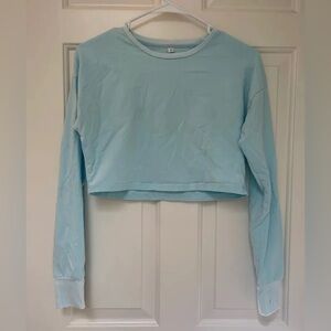 Light Blue Long Sleeve Crop Top
